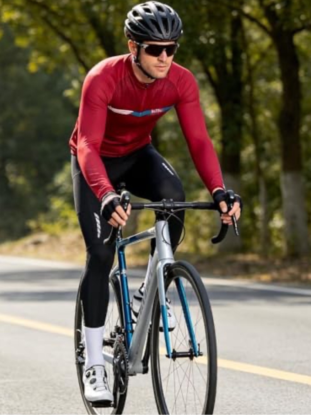 Stylish Rotto Athletic Cycling Shirt W/3 Rear Pockets/Reflective Patch Quick Dry